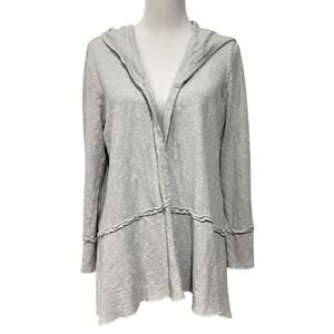 Chalet Et Ceci Open Knit Cardigan Sweater Womens Medium Gray Slub Knit Drape